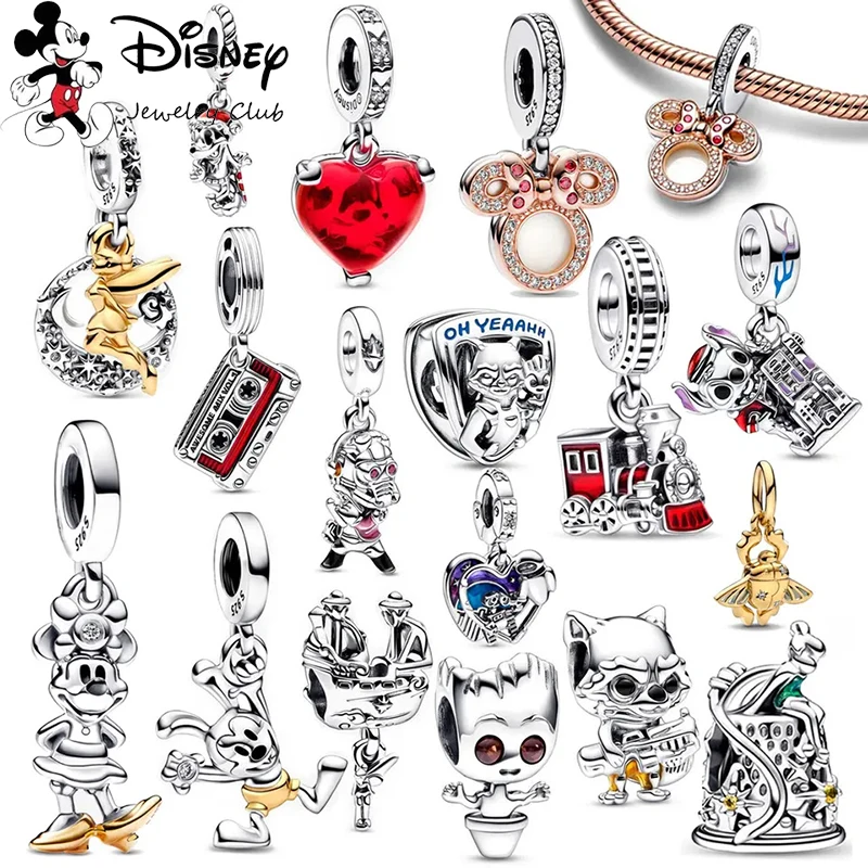

MINISO Disney Minnie Mouse Rocket Raccoon Charms Pendant Fit Pendant Silver 925 Original Bracelet Charm for Jewelry Gift