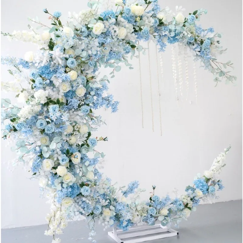 decoration moon arch floral arrangement, stage photography background props simulated flower fake floral arrangement set