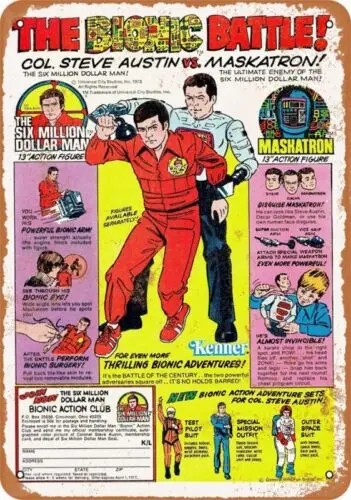 METAL SIGN Six Million Dollar Man 1973 Toy Ad 9