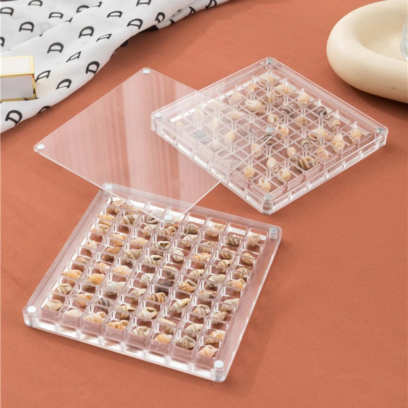 1pc Seashell Display Box Transparent Acrylic Display Case Nail Accessories Storage Box Necklace Ring Stud Earrings Storage Box