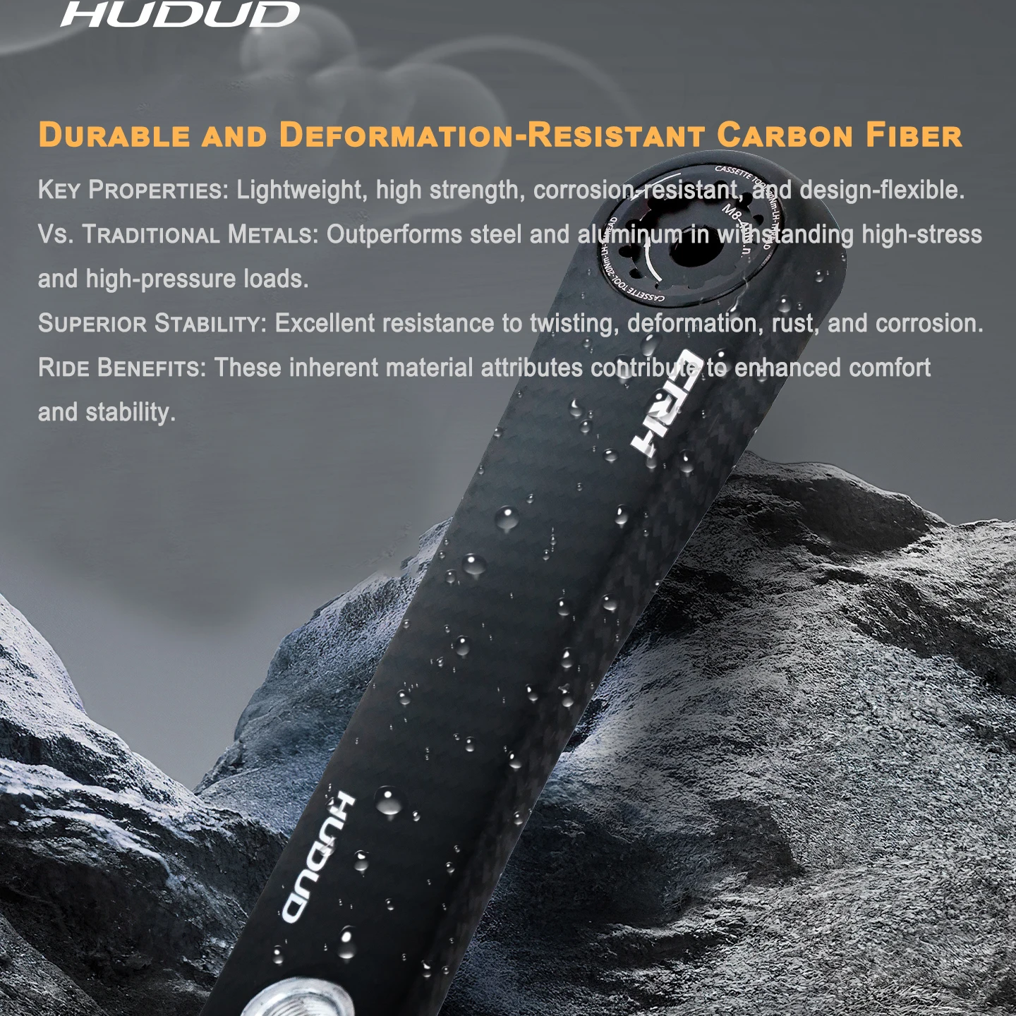 

HUDUD CRK09 Carbon Crank 298G | 29mm Al Spindle | EASTON | 155-175mm | 2X10-12S | Fits most 1XChainring