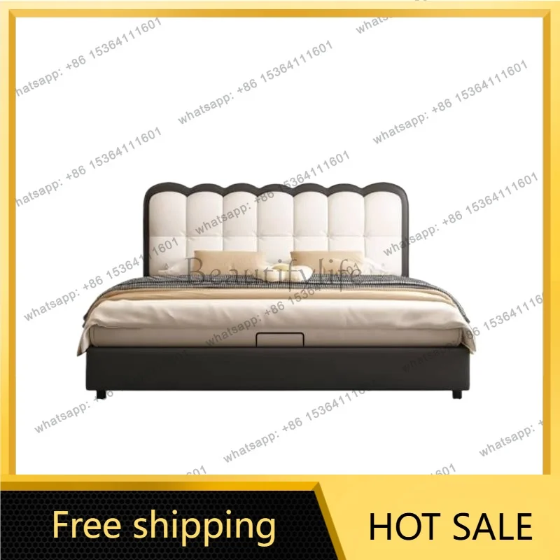 FG Europen Modern Double Bed Waterproof Platform Queen Full Size Double Bed Bedroom Bases High Camas Individuales Furniture Home