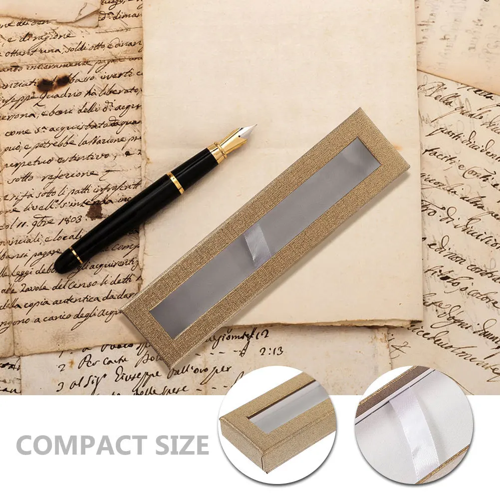 4 قطع صندوق أقلام ورقية بتصميم بسيط مع نافذة شفافة مقلمة فارغة لأقلام حبر جاف جل مدمجة محمولة