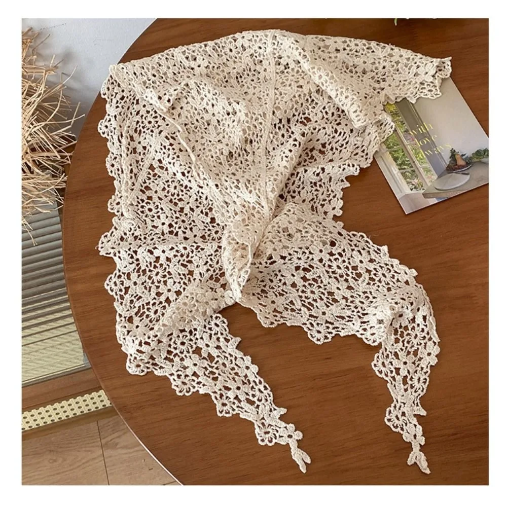 

Trendy Lace Trim Fart Curtain Slim Fit Hollowed-out Hip Curtain Y2K Pretty Triangular Headscarf Summer