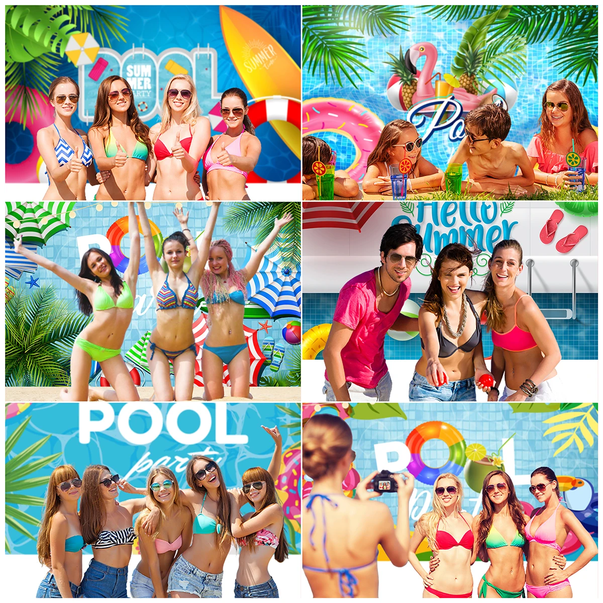 summer pool party Backdrop For birthday event decoration Photography Background photo studio booth photoshoots backgrounds