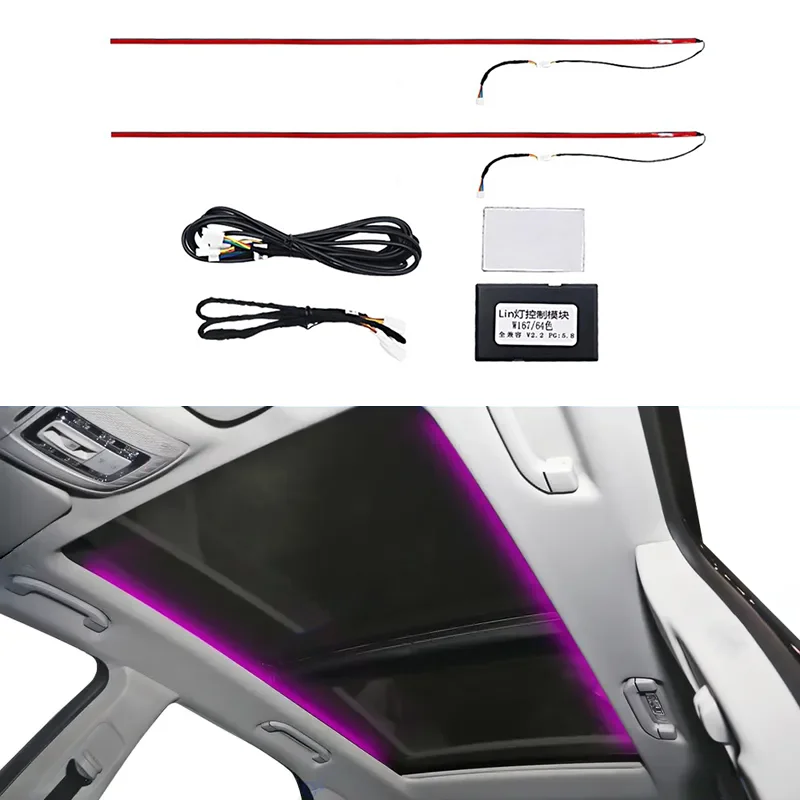64 Colours LED Skylight Lights for Mercedes Benz W167 GLE GLS AMG GLE53 Car Interior Multicolor Ambient Light Sunroof Lamp Refit