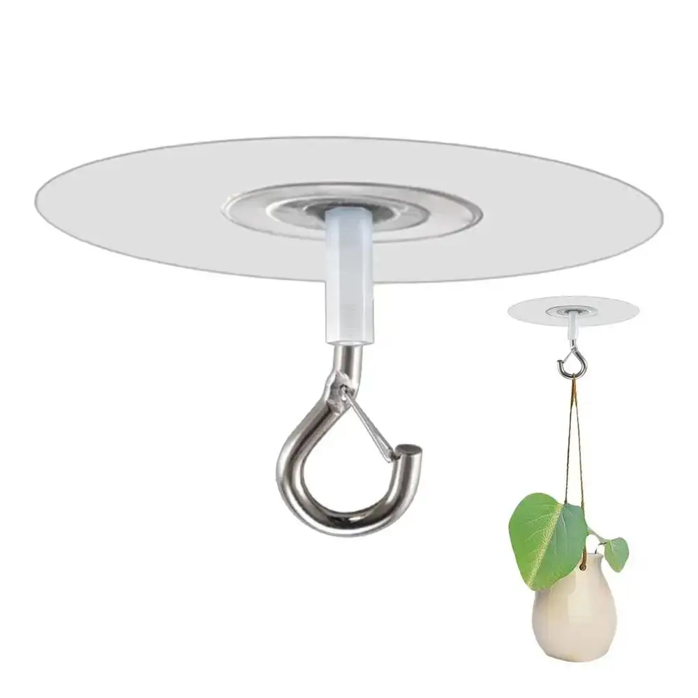 Multifunctional Self-Adhesive Ceiling Hook Water Resistant Strong Bearing Wall Hooks Transparent Metal Hooks