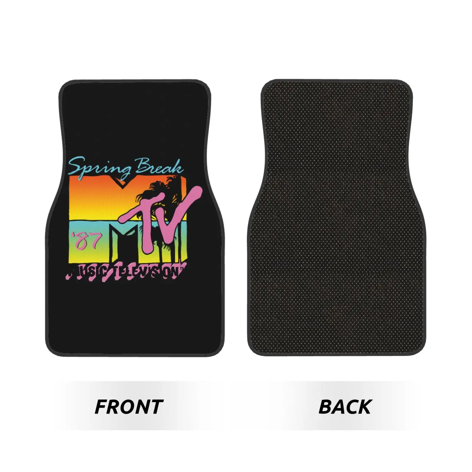 Classic MTV Logo Spring Break 4pcs Car Floor Mats Set of 4pcs Non-Slip Absorbent Polyester Foot Mats Auto Interior Accessories