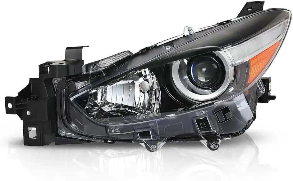 

Projector Headlights Assembly Halogen Left Side Compatible with Mazda 3 2017-2018,MA2518175, BACS-51-0L0D Clear Lens Black Housi