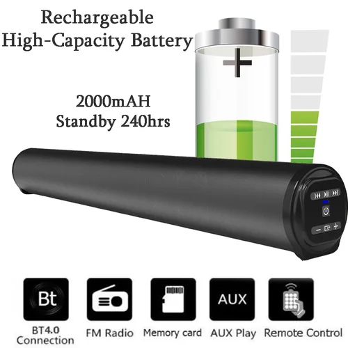 Imagen 2 del producto Barra de sonido súper potente, altavoz inalámbrico portátil con Bluetooth, estéreo envolvente, caja de sonido para TV en casa, Subwoofer, Radio FM, caixa de som