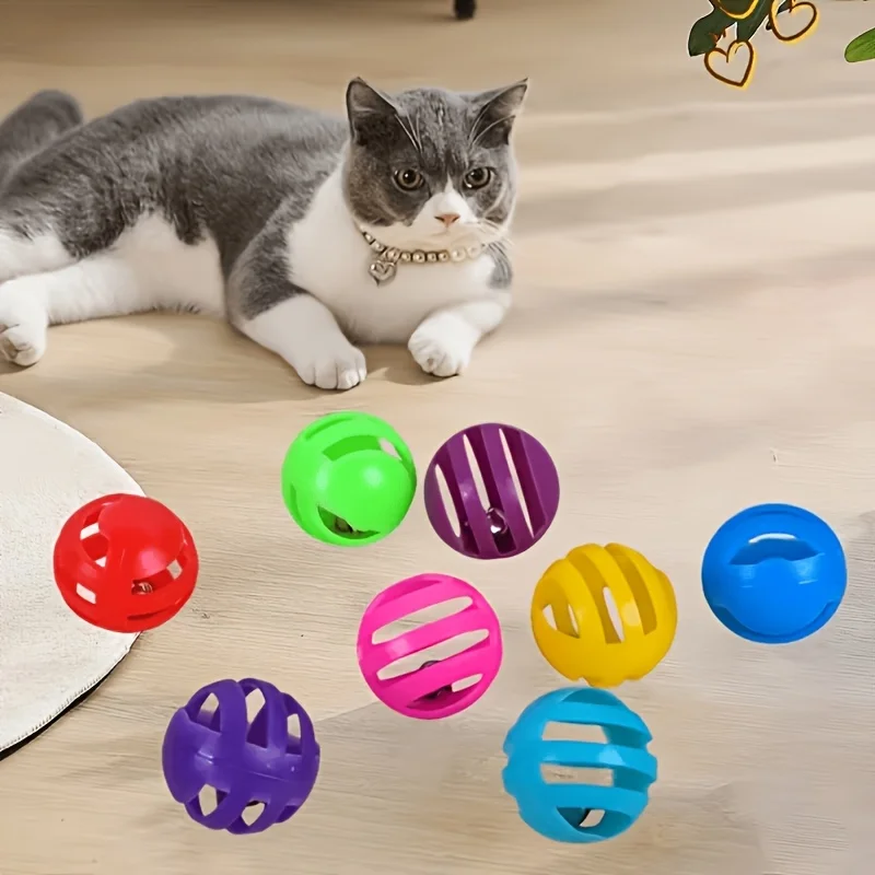5pcs Random colors Cat Openwork Bell Ball  Interactive Toy  The Perfect Indoor Entertainment Toy for Cats  Durable and Safe