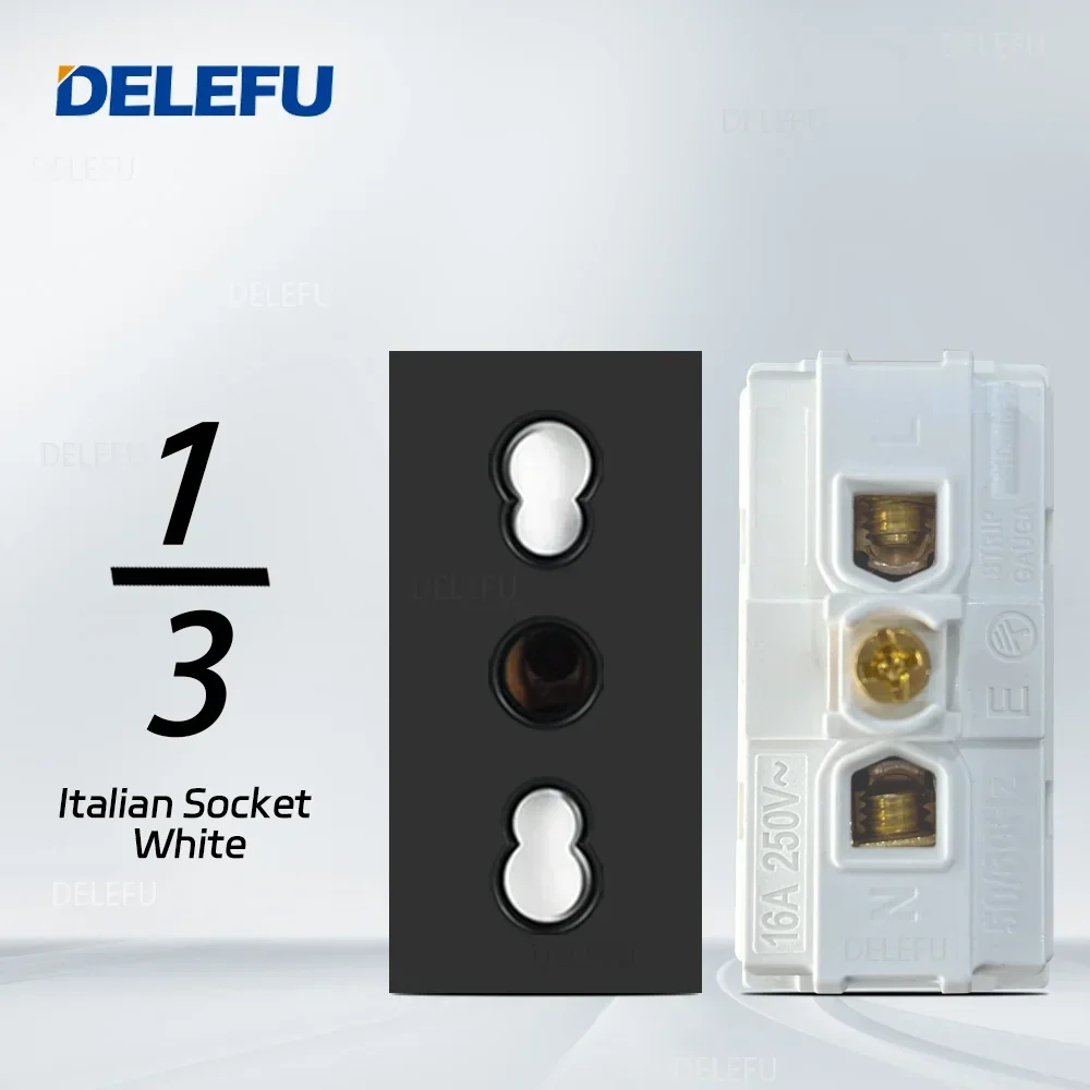Picture 7: DELEFU Italian, EU, Multi-functional Free Combination USB Type C Wall Socket DIY Black