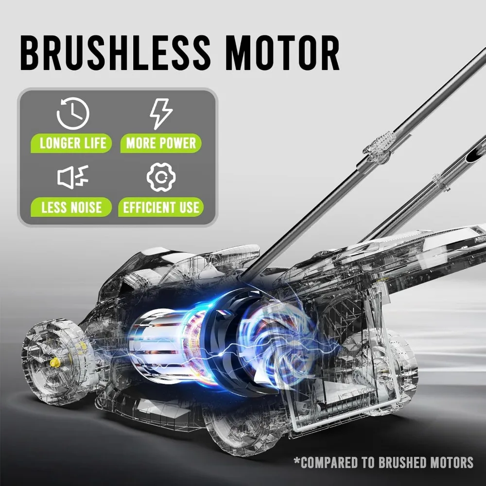 جزازة العشب الكهربائية المدمجة 13.2 - خفيفة الوزن، 2 في 1، محرك بدون فرش، بطارية 21 فولت 4.0 أمبير، مثالية لساحات صغيرة