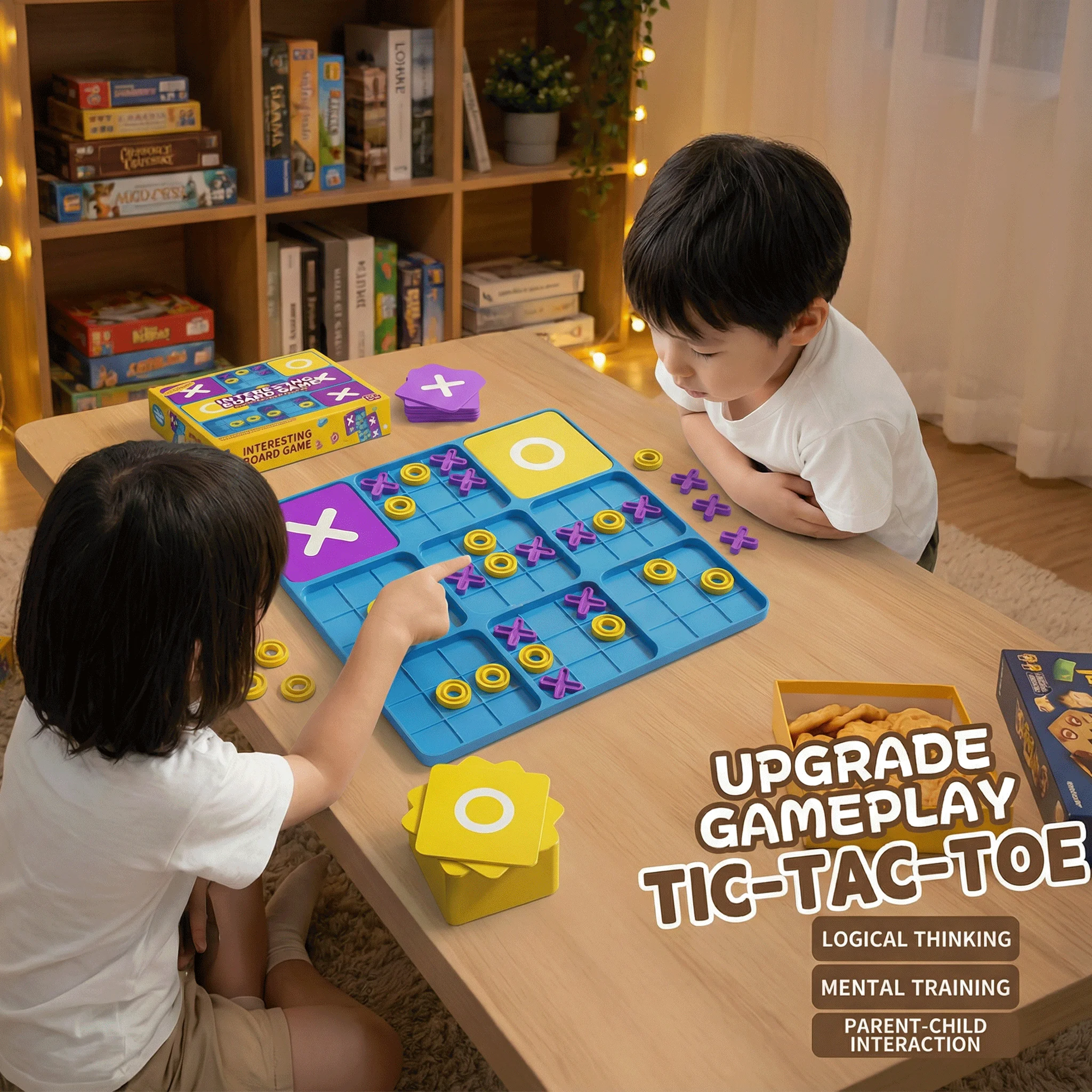 

Kid Tic Tac Toe Board Games Table Toy Logical Thinking Challenge Brain Teasers Parent-Child Interactive Strategy Toys Xmas Gift