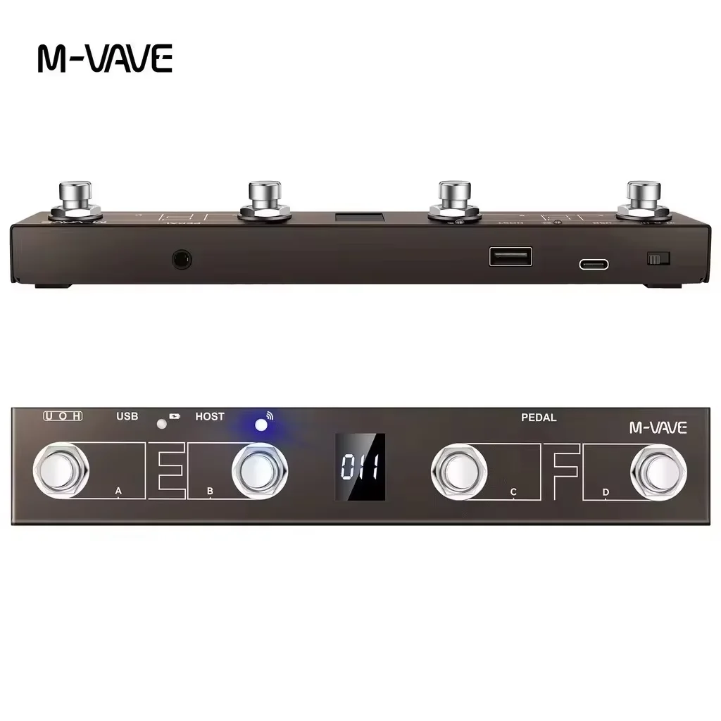 M-vave Chocolate Plus Programmable MIDI Controller 4 Buttons Footswitch Supports Page Turn MIDI Host Interface Control Function