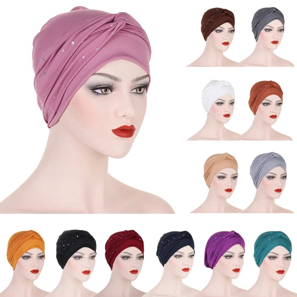 

2024 New Arrival Soft Twist Turban Hijab Caps for Women African Head Wraps Bonnet Muslim Headscarf Turbans Islamic Underscarf