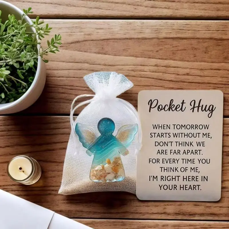 1-3 قطعة من الراتنج الصغير لجيب الملاك مع بطاقة تشجيع هدية عيد ميلاد لطيفة هدية عاطفية #2