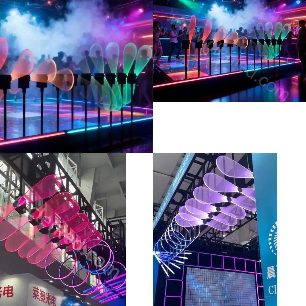 

Led Dj Nightclub Rotating Pixel Fan Motor Set RGB 360 Led Tube Pixel Ring with Rotating DMX Control System Stage Lights