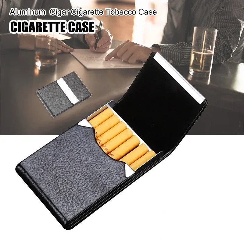 

EVIL Simple Cigarette Case Cigar Storage Box Stainless Steel Multifunction Card Cases PU Tobacco Holder Smoking Accessories