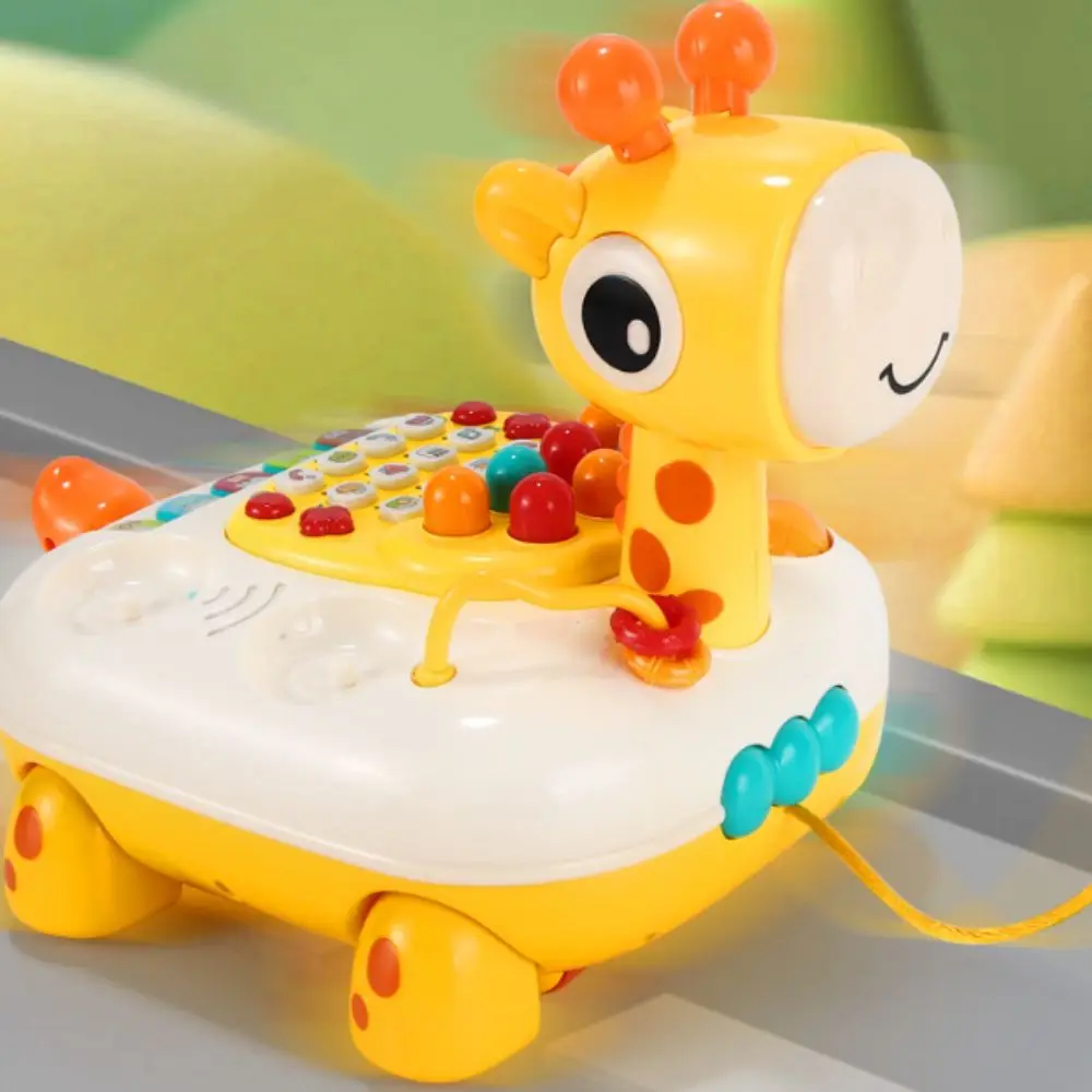 Elk Telephone Car Toy with Wheels Music Sound Light Emulated Telephone Toys Multi-function Montessori Simulation Landline Phone