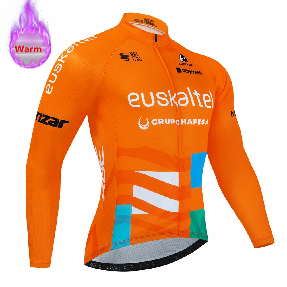 EUSKADI Winter Warm Thermal Fleece Set Cycling Clothes Men Bicycle Jersey Sport Riding MTB Bike Clothing Maillot Ciclismo Hombre