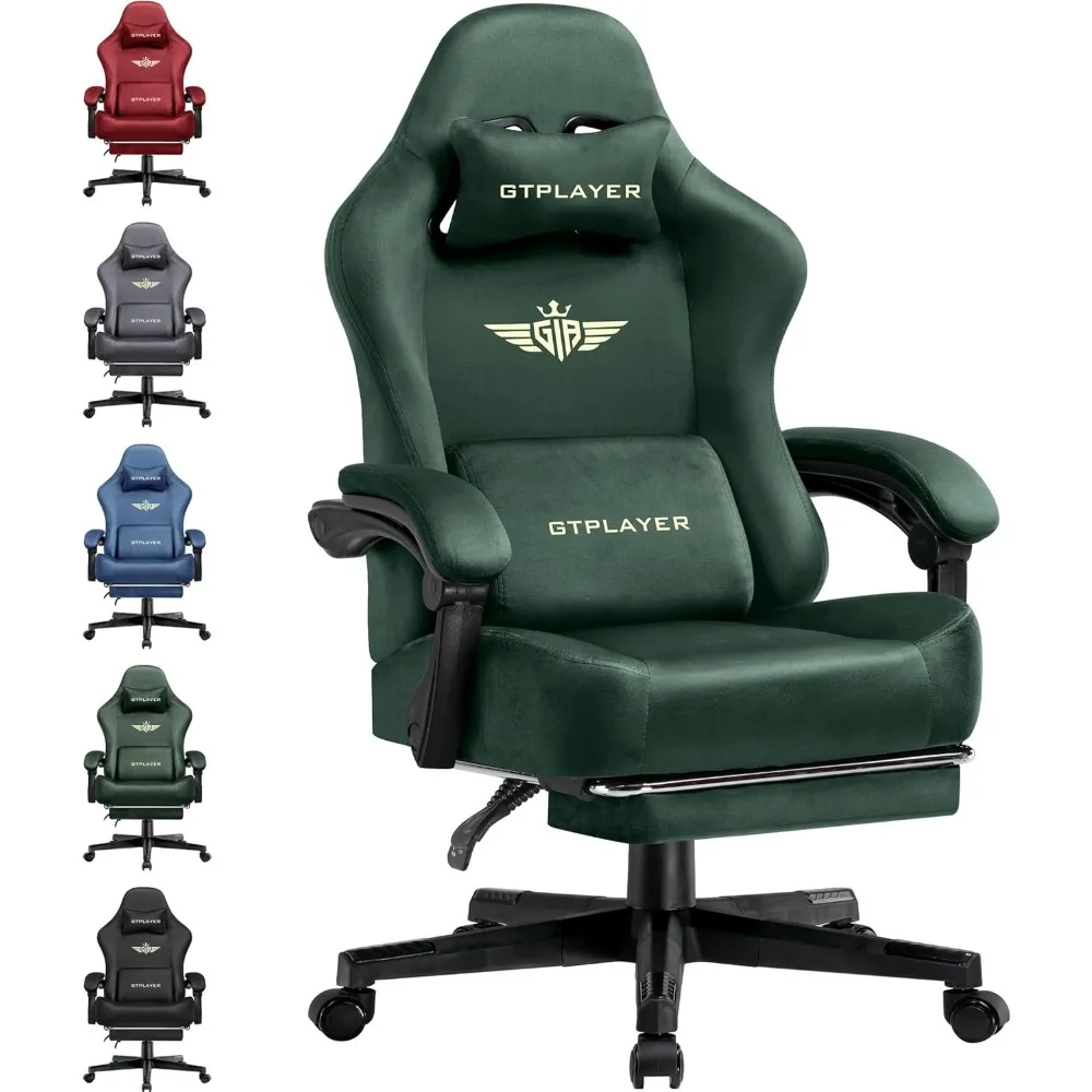 Gaming Chair Fabric with Pocket Spring Cushion, Big and Tall Gaming Chair 350LBS High Back Computer Chair