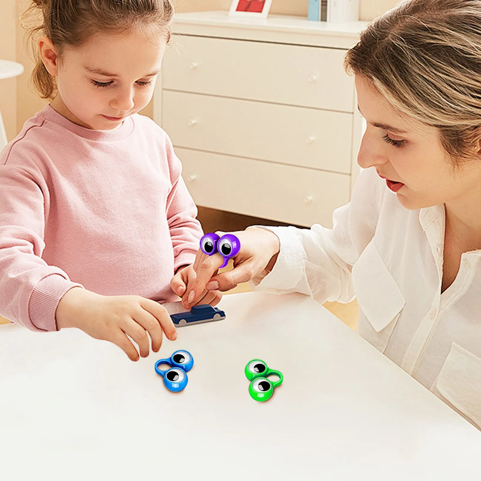 

10Pcs Eyeball Finger Playthings Creative Kids Educational Finger Rings Colorful Interactive Learning Household Fun Playthings