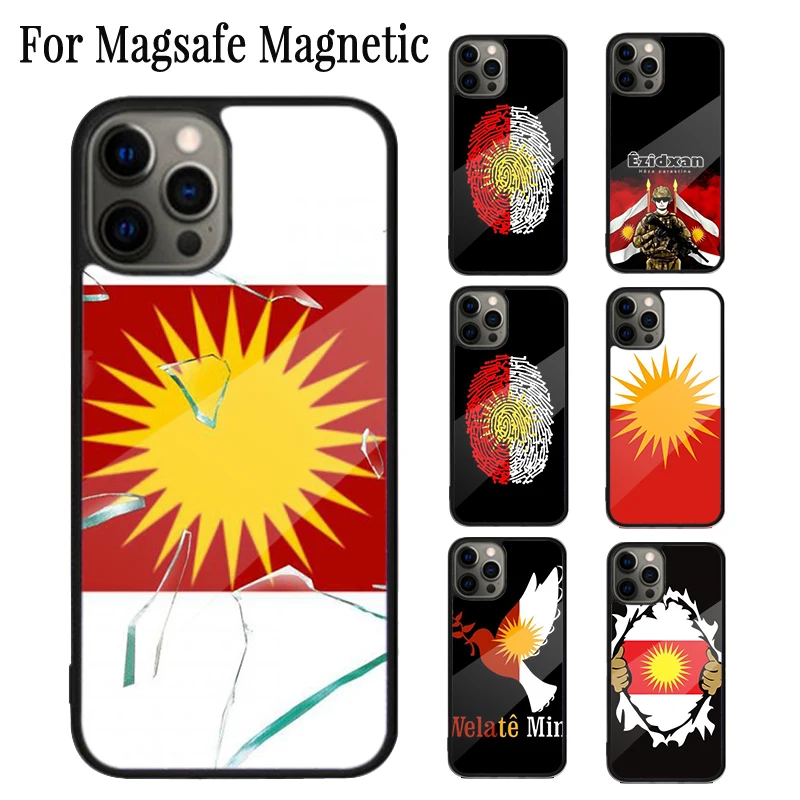 Yazidi Flag Ezidxan Magnetic Phone Case Coque For iPhone 16 15 14 Plus 13 12 Mini 11 Pro Max Magsafe Wireless Cover Capa