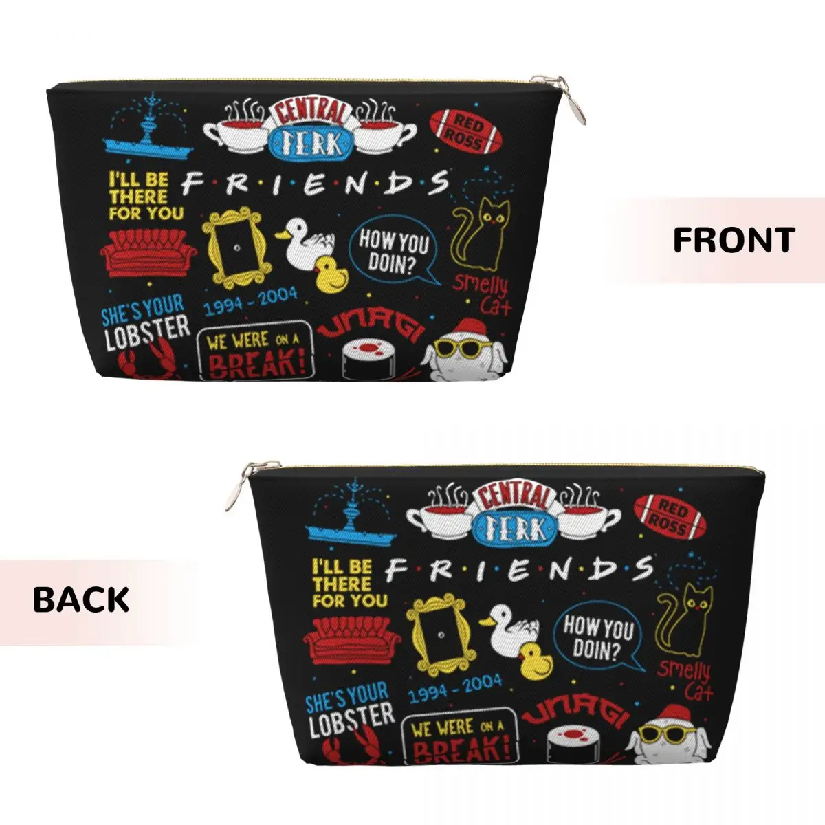 Custom TV Show Friends Symbol Toiletry Bag for Women Makeup Cosmetic Organizer Lady Beauty Storage Dopp Kit Case