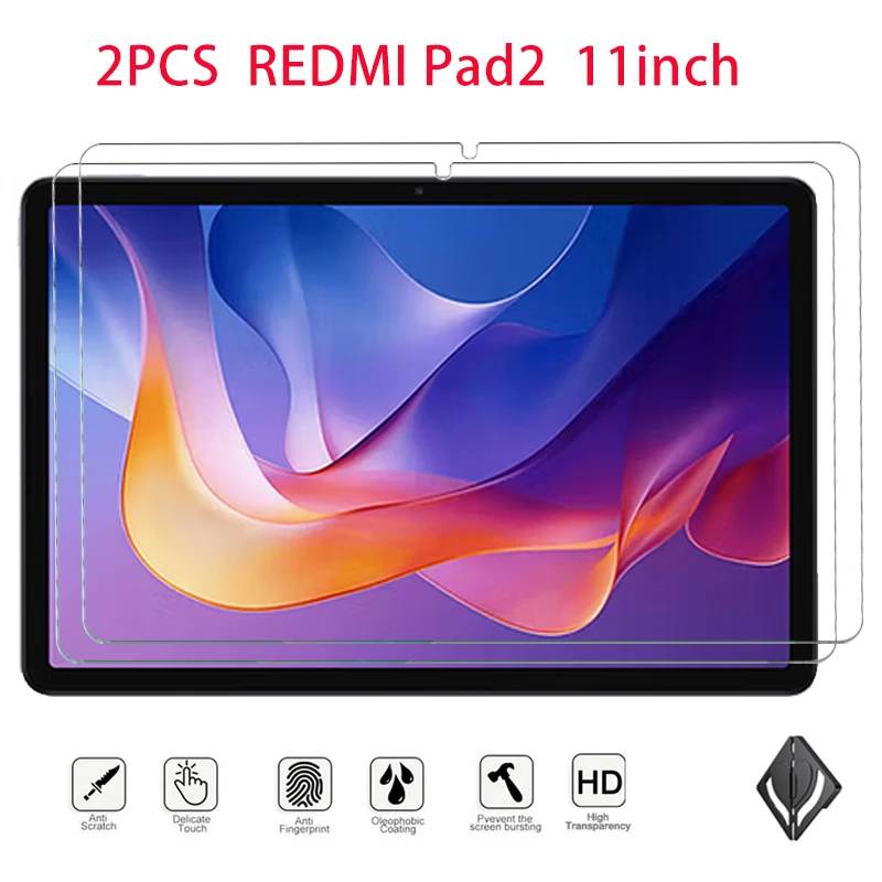 

2PCS Tempered Glass Screen Protector For Redmi Pad 2 Xiaomi Redmi Pad 2 11inch Anti Scratch HD Tempered Film