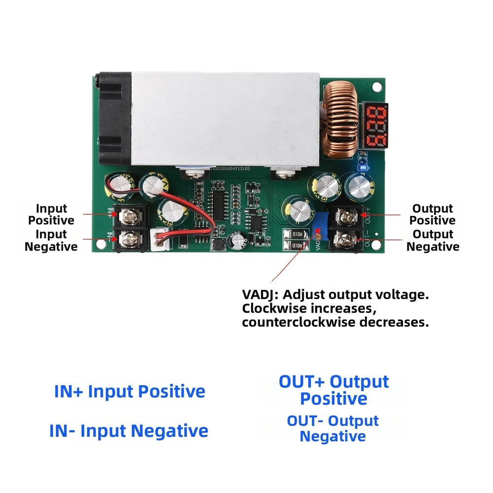 DC 12V-75V To 5V-60V 600W Adjustable Step Down Converter With Digital Voltage Display For Industrial Power Supply
