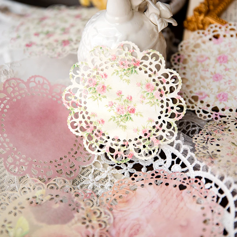 20Pcs Lace Dream Hollow-out Material Paper Retro Collage Deco Background Junk Journal DIY  Creative Scrapbooking