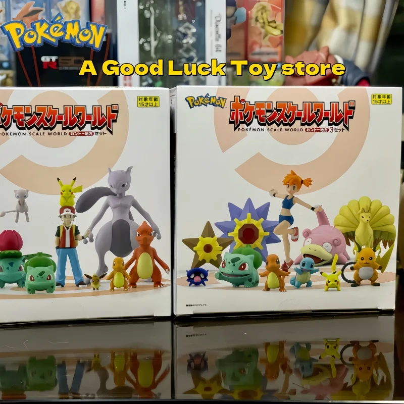 新しいバンダイオリジナルスケール世界ポケモンカントー地方レッドヒトカゲゼニガメフシギダネアニメアクションフィギュアおもちゃ子供のためのギフト