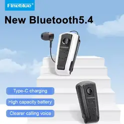 Upgraded Fineblue F910 Wireless Bluetooth Headset Heaphones in Lotus Earphone with Clip Handsfree Retractable Earphones