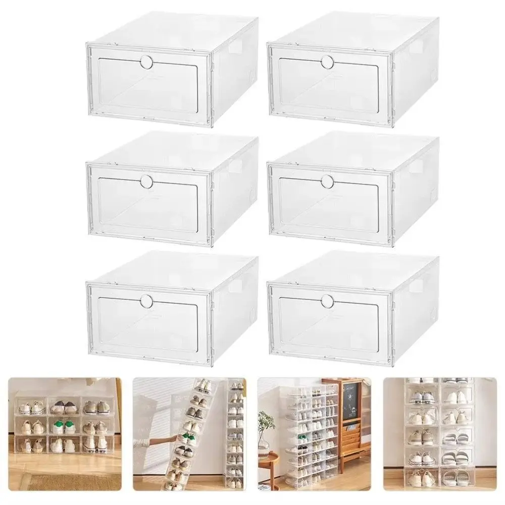 Portable Transparent Shoe Boxes Stackable Dustproof Shoe Cases Plastic Waterproof Sneaker Boxes Household