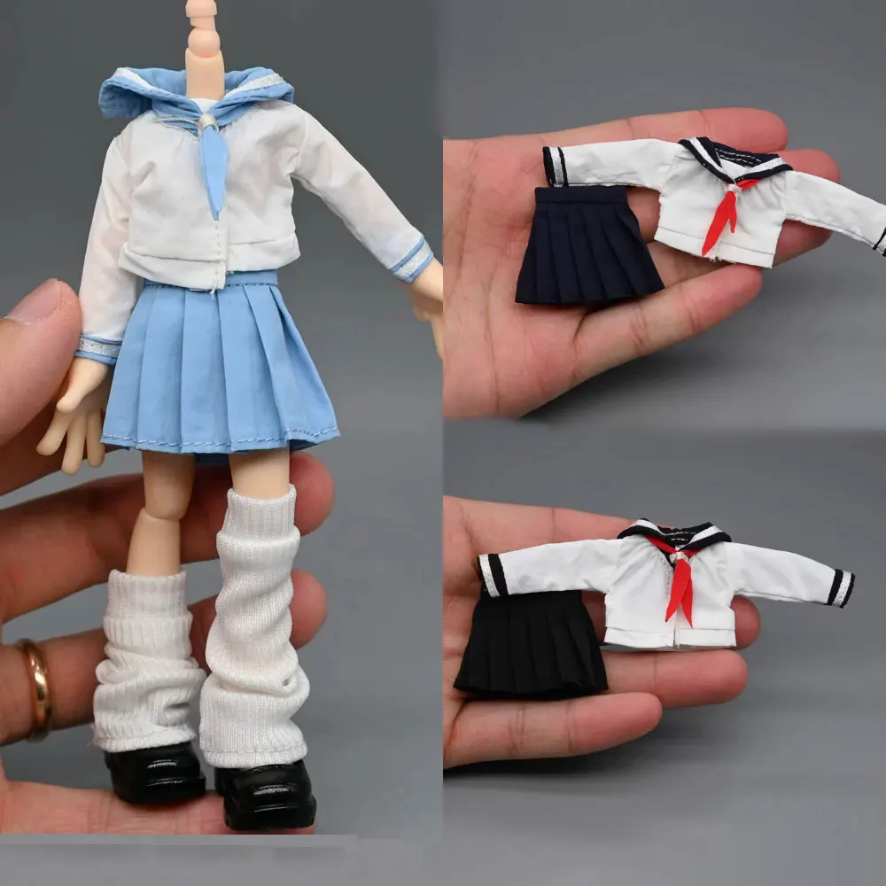 1/12 Scale Female Soldier JK Sailor Uniform Pleated Skirt Shirts Student Uniform Bags Socks for 6''Bodies Figures DIY
