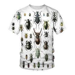 T-shirt à col rond imprimé d'insectes, haut confortable, manches courtes, nouvelle variété, mode de rue, éléments, été