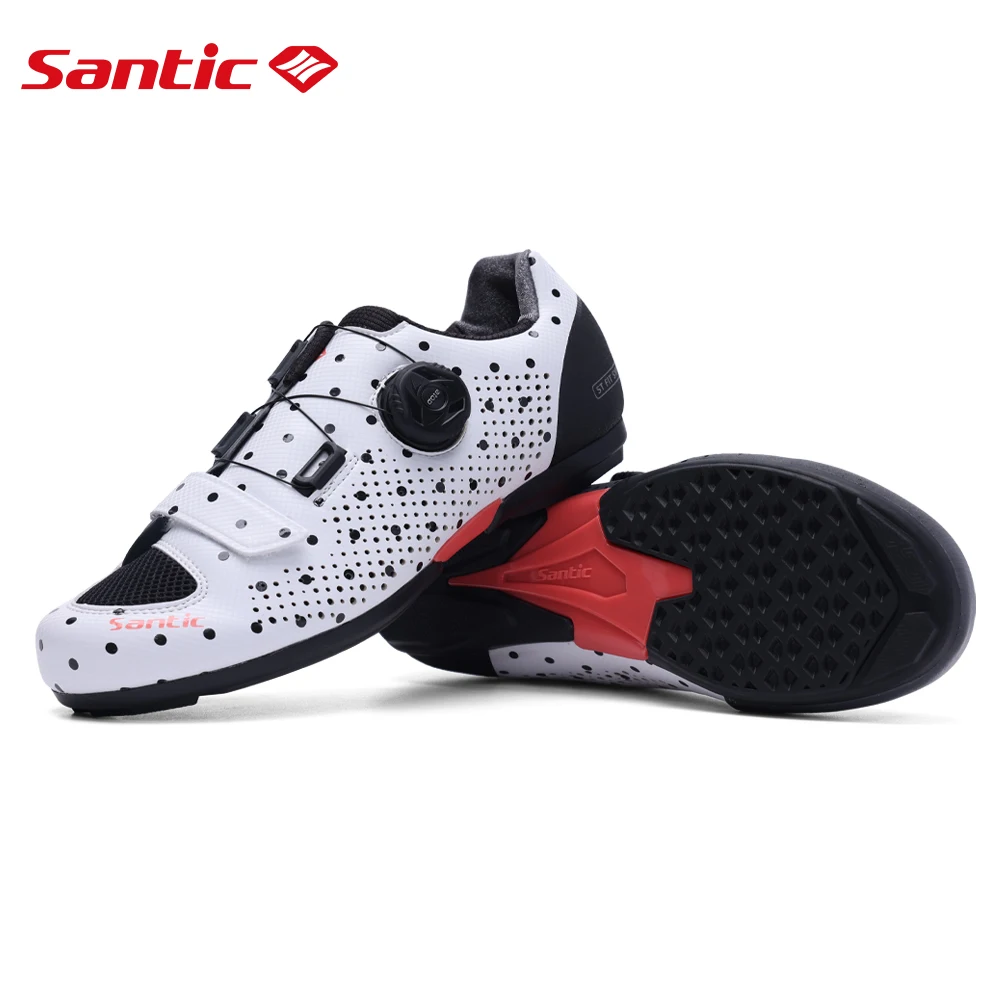 Santic Women\'s Non-locking Cycling Shoes Outdoor Road Riding Biking Sneakers Rubber Sole Adjustable Auto-Lock Lace Bicycle Shoes