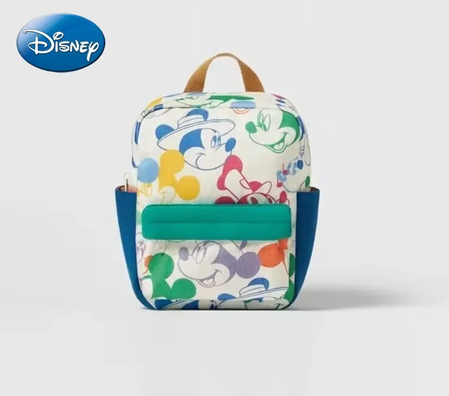 Disney 2025 New Fashion Children's School Bag Student Multifunctional Backpack Color Matching Mickey Mouse Print Backpack