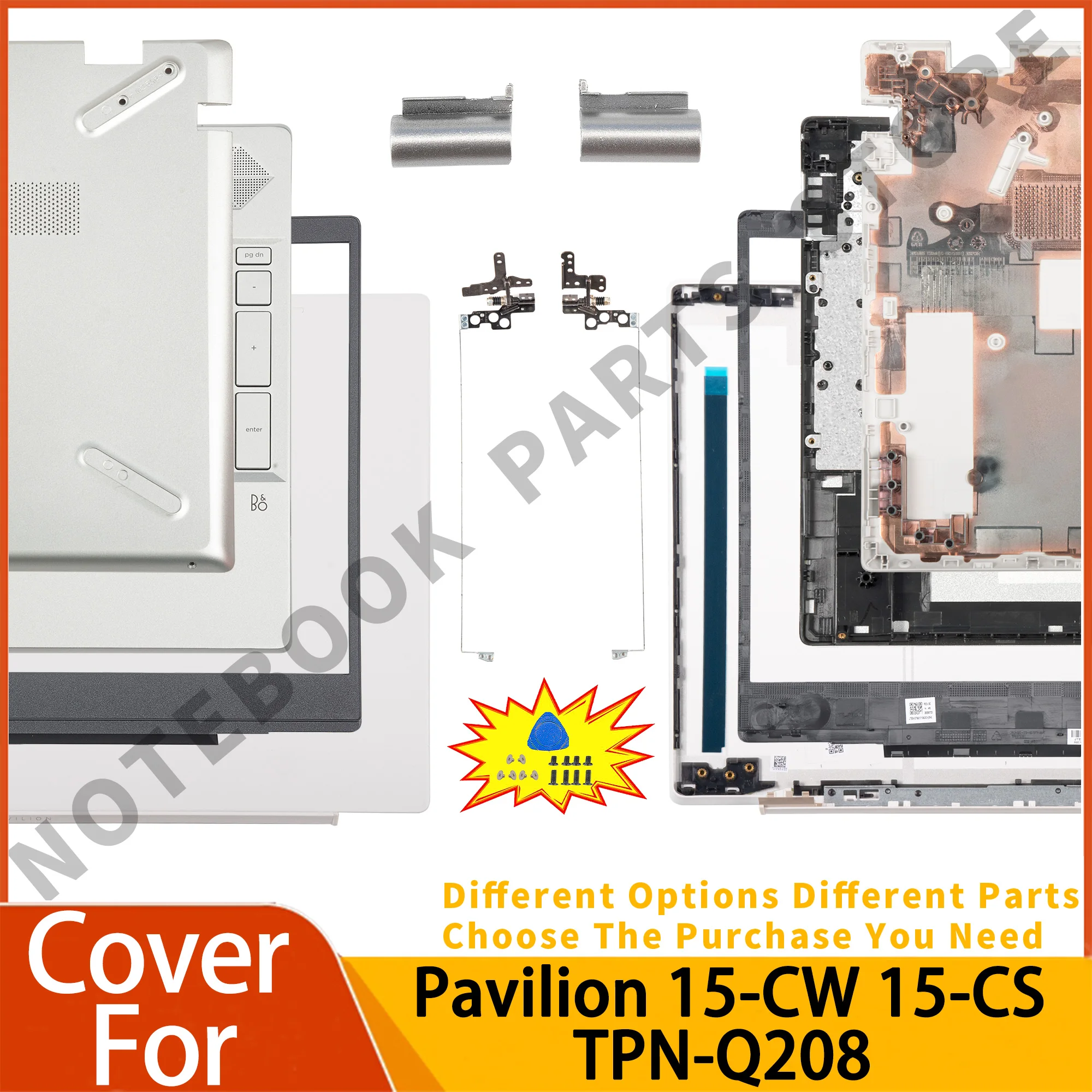 

Laptop Case For Pavilion 15-CW 15-CS 15T-CS TPN-Q208 White LCD Back Cover Bezel/Hinges Keyboard L49393-001 bottom case repair