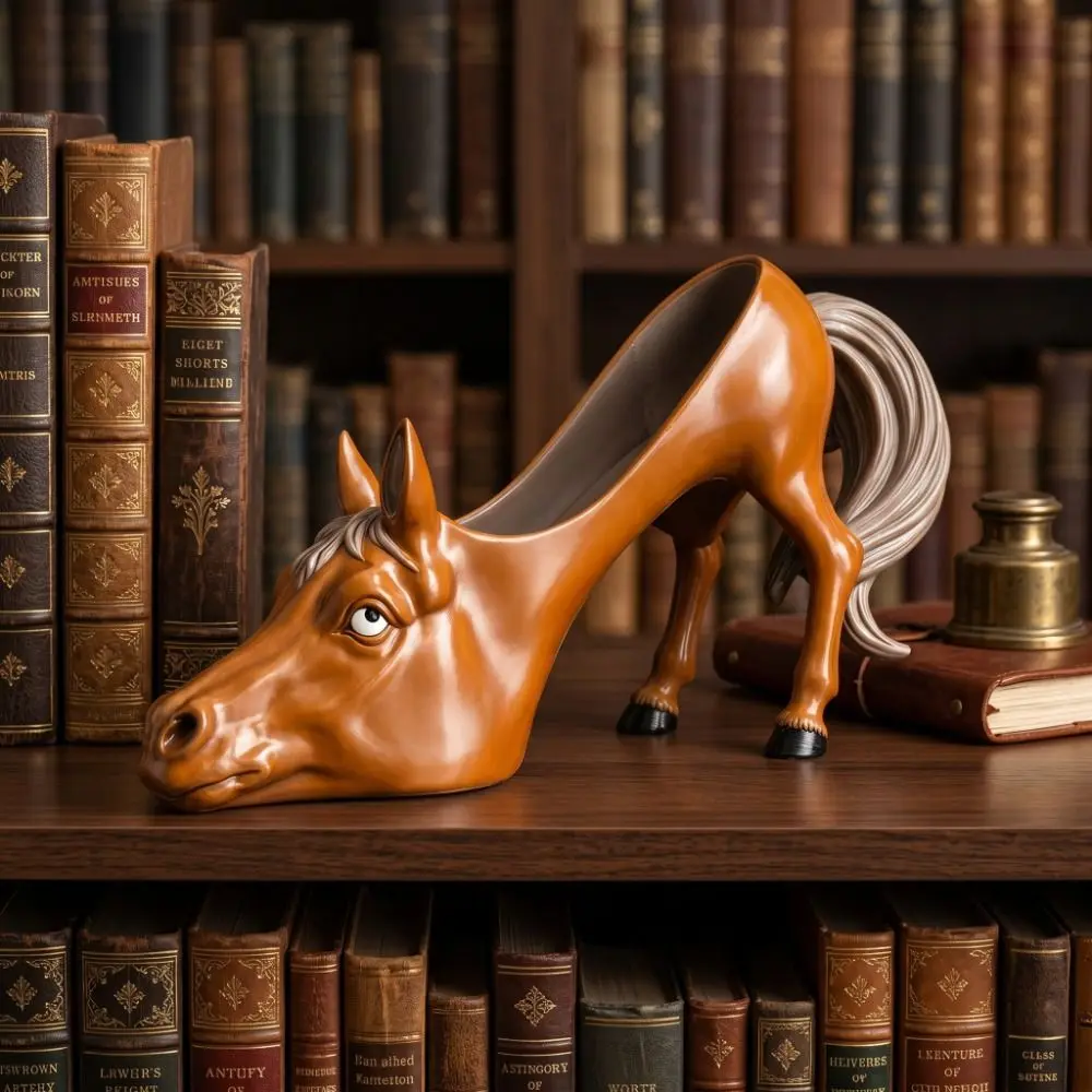 PLA Horse Sculpture Pen Holder Elegant Multifunctional Desktop Storage Ornament Premium Quality Light Luxury Design