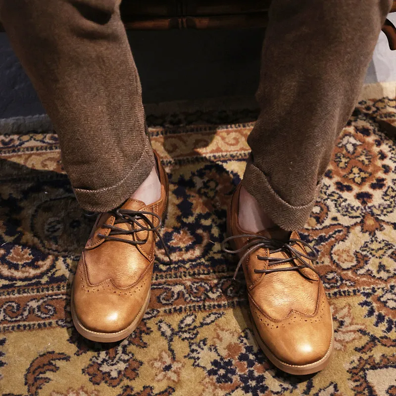 

Handmade Vintage Color-polished Leather Shoes Men's British Style Workwear Casual Old Leather Shoes Genuine Leather Men's Sh