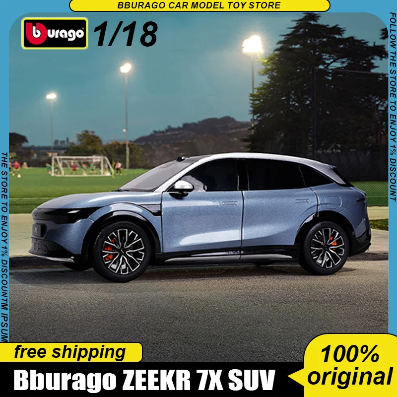 

New In Stock Bburago 1:18 Zeekr 7x Suv Alloy Miniature Diecast Model New Energy Vehicles Zeekr Suv Car Model Toys Kids Gift