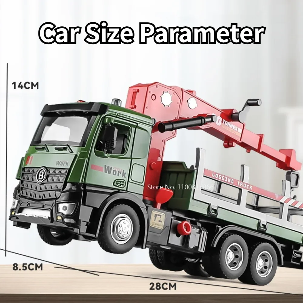 1:24 Alloy Timber Transport Wagon Car Toy Metal Diecasts Model Engineering Vehicle with Pull Back Function Car Toys for Boy Gift