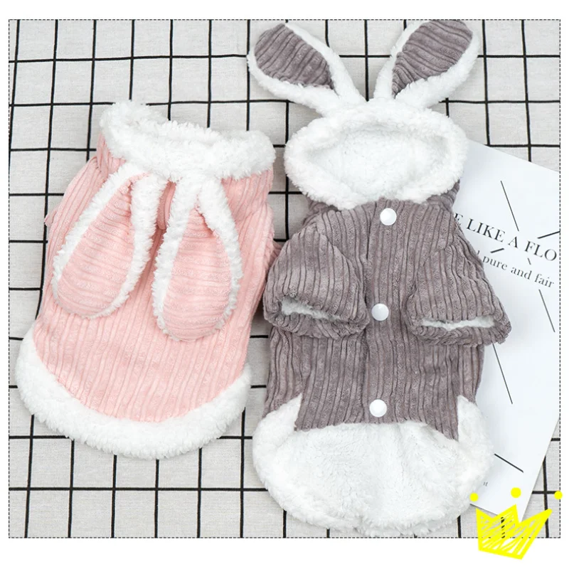 2025 Dog Clothes Autumn and Winter Thickened Velvet Rabbit Clothes Puppy Corgi Small Dog Cat Pet Clothes