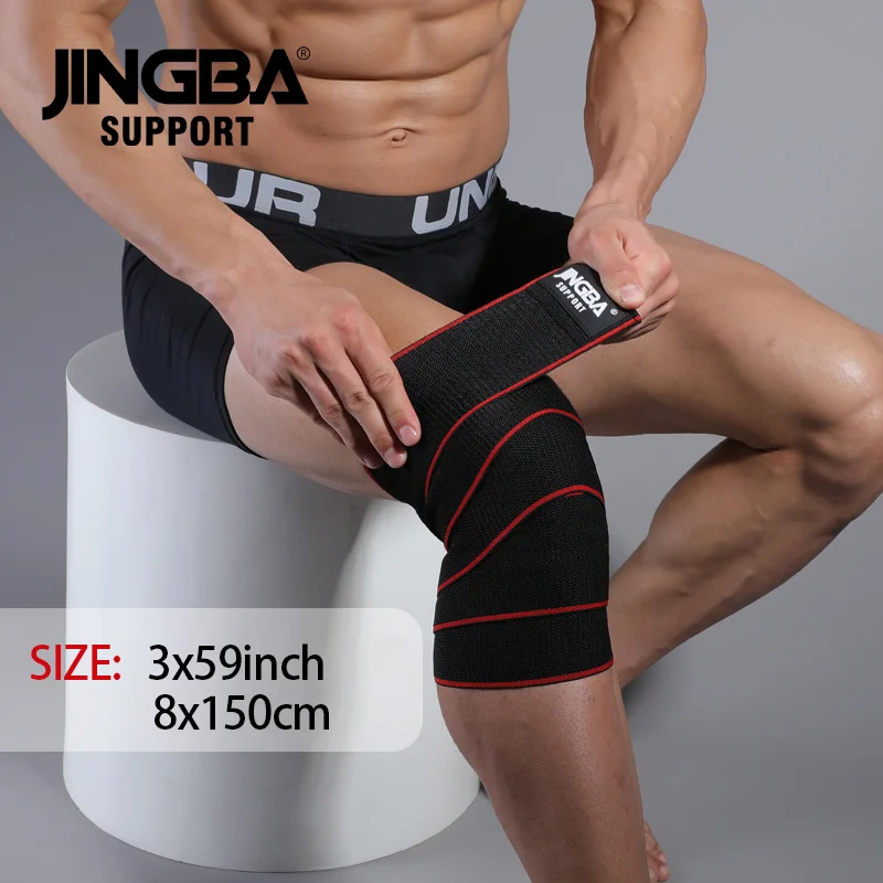 JINGBA SUPPORT 1 PCS Knee Wraps Fitness Weight Lifting Sports Knee Bandages Squats Training Equipment Accessories for Gym