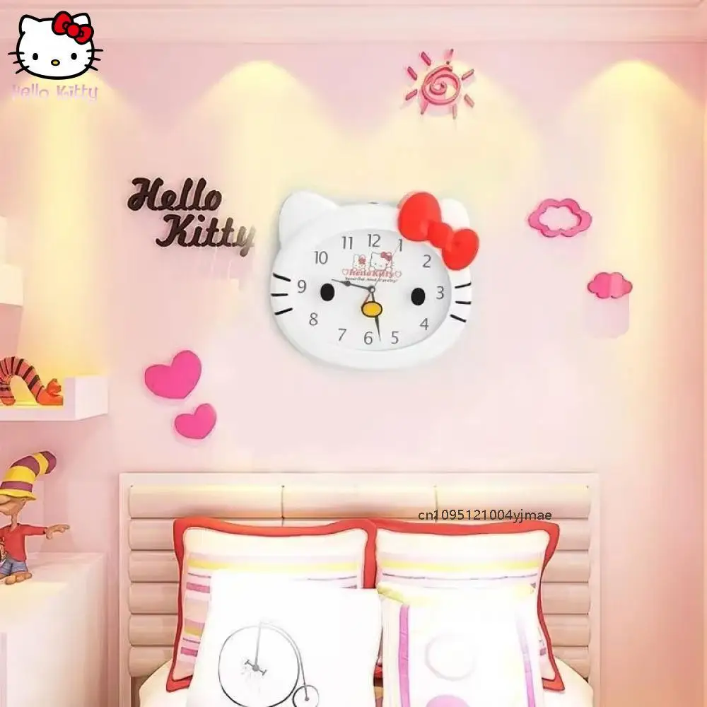 

Sanrio Hello Kitty 14-дюймовые бесшумные настенные часы с героями мультфильмов, милые настенные часы для детской комнаты, спальни, гостиной, украшения, подарок Kawaii