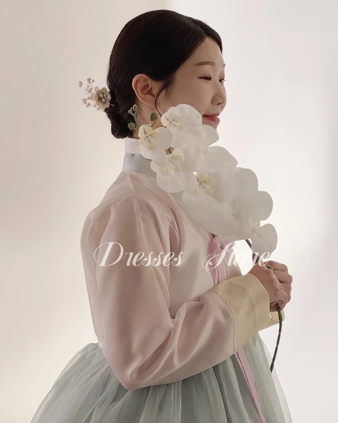 Giyu New Hanbok Pink A-Line 2PCS Wedding Dresses Long Sleeves Green New Customized Korea Photoshoot Plus Size Floor-Length 2025