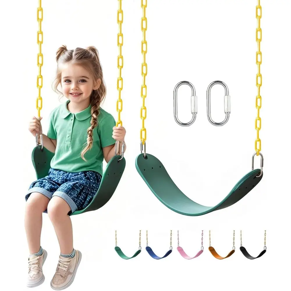 Durable Kids Swing Seat with 66 Rust-Resistant Chains, Outdoor Playground Swing Set Accessory, Green