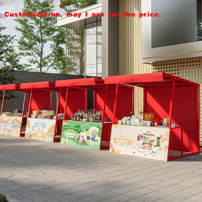 

custom.Market Wrought Iron Shed Activity Display Stand Billboard Portable Market Stall Rack Reception Promotion Table